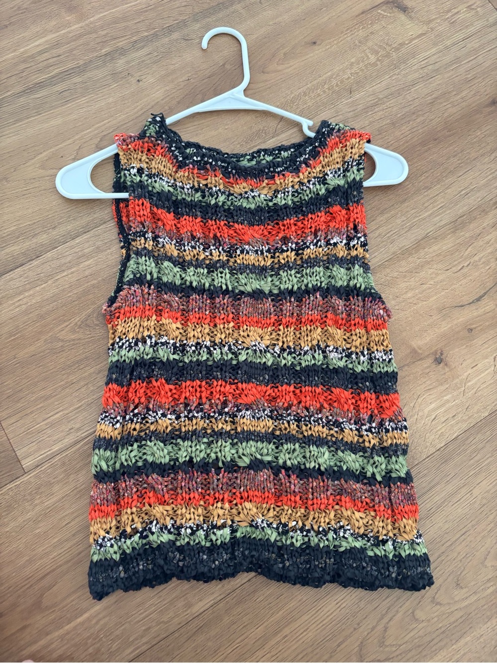 Vintage Anthropologie Striped Knit Tank Dress - Green, Orange, Black